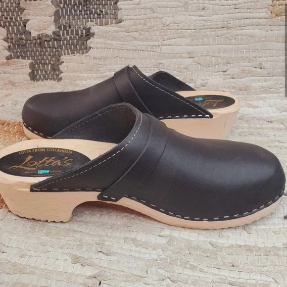 Lotta From Stockholm Black Leather Clogs size 43/11.5 - Picture 5 of 10